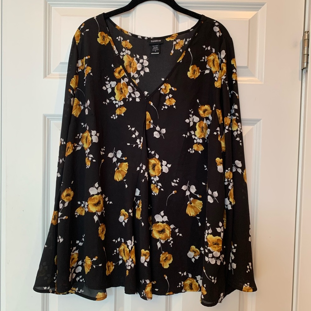Torrid V-neck Bell Sleeve Blouse